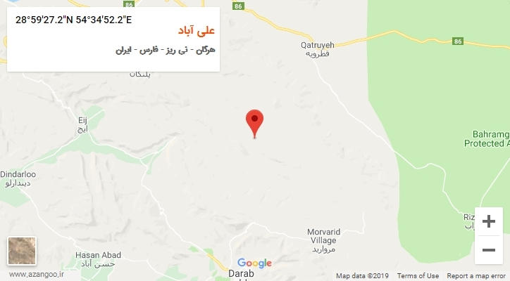 روستای علی آباد بر روی نقشه