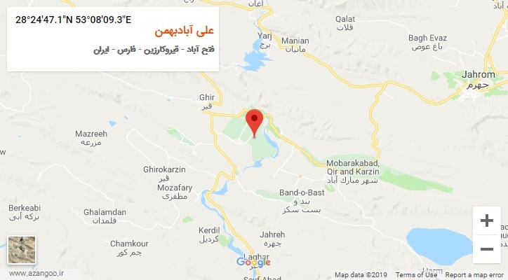 روستای علی آبادبهمن بر روی نقشه