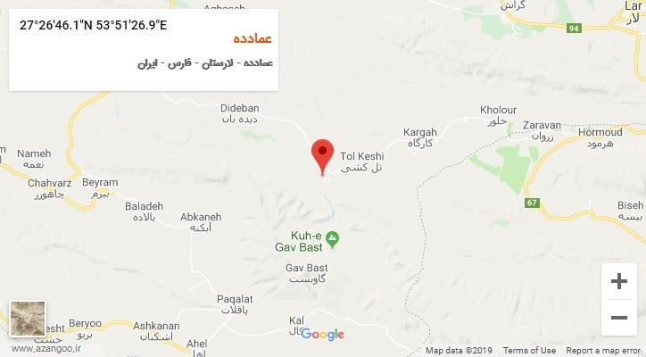 روستای عمادده بر روی نقشه