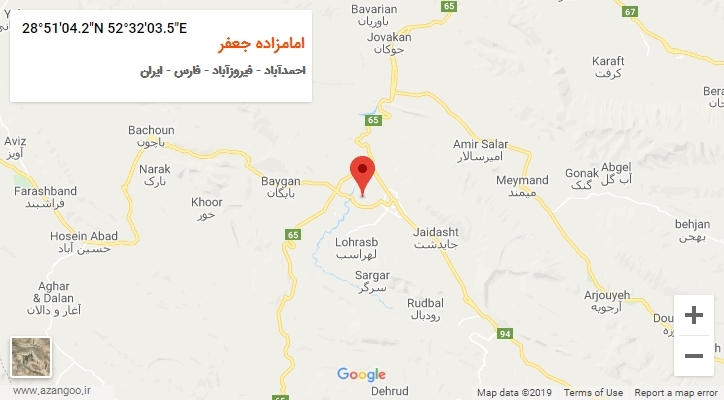 روستای امامزاده جعفر بر روی نقشه