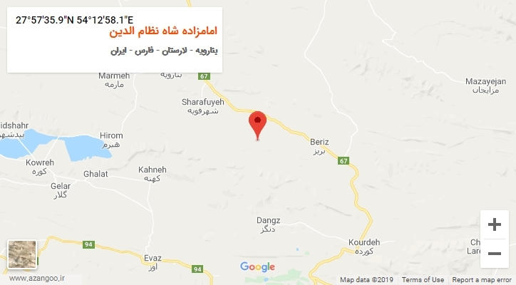 روستای امامزاده شاه نظام الدین بر روی نقشه