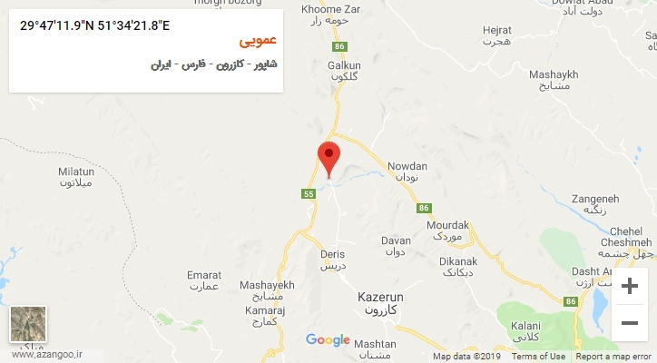 روستای عمویی بر روی نقشه