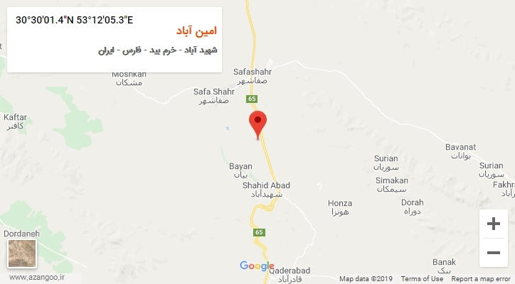 روستای امین آباد بر روی نقشه