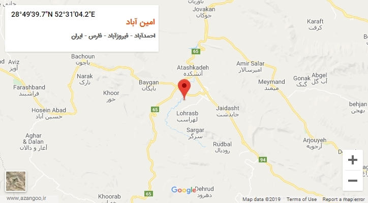 روستای امین آباد بر روی نقشه