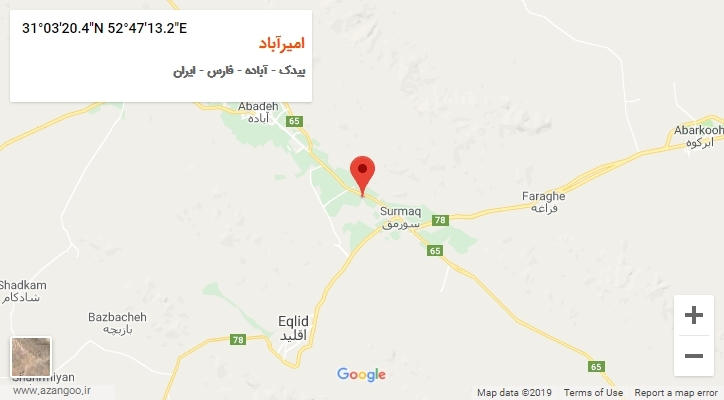 روستای امیرآباد بر روی نقشه