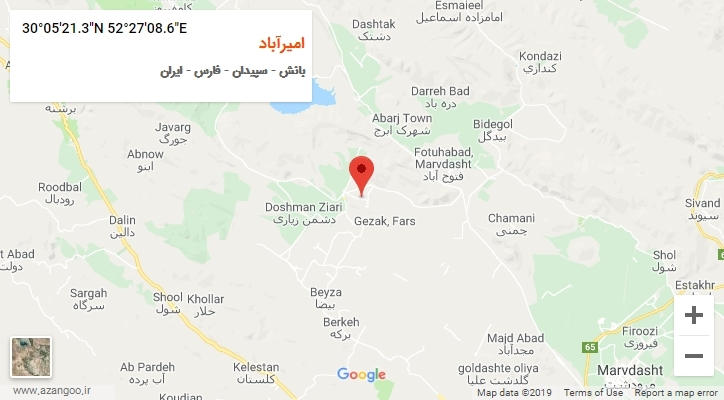 روستای امیرآباد بر روی نقشه