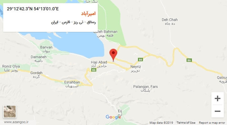 روستای امیرآباد بر روی نقشه