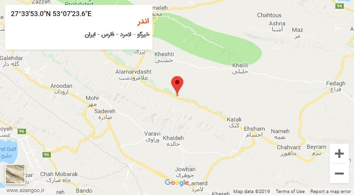 روستای اندر بر روی نقشه