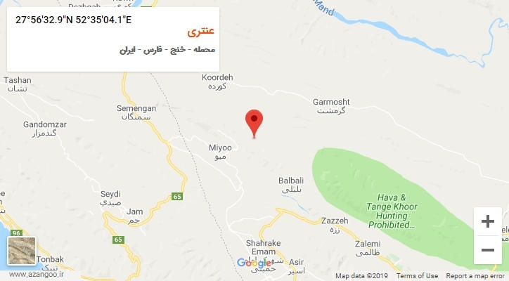 روستای عنتری بر روی نقشه