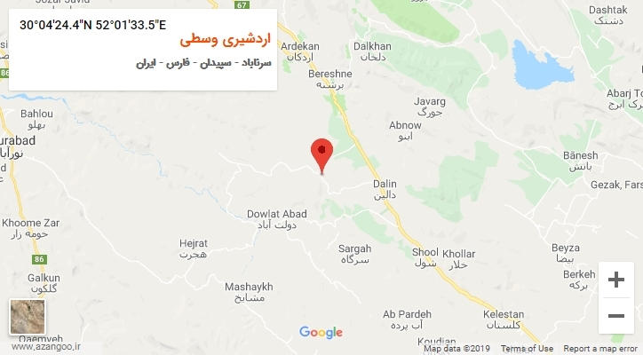 روستای اردشیری وسطی بر روی نقشه