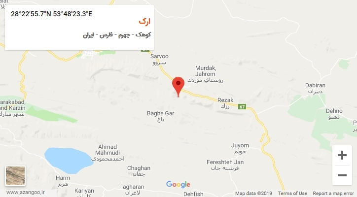 روستای ارک بر روی نقشه