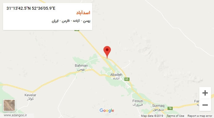 روستای اسدآباد بر روی نقشه