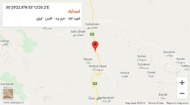 روستای اسدآباد بر روی نقشه