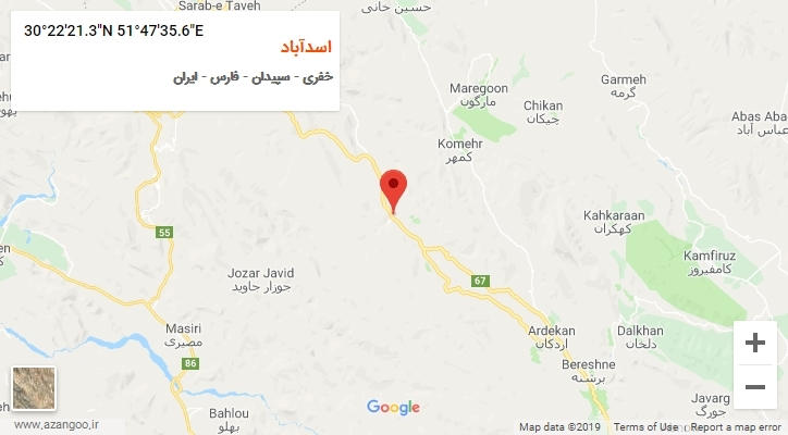 روستای اسدآباد بر روی نقشه