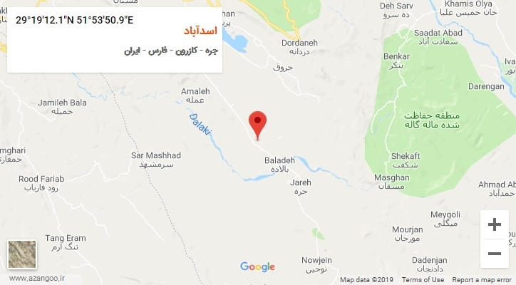 روستای اسدآباد بر روی نقشه