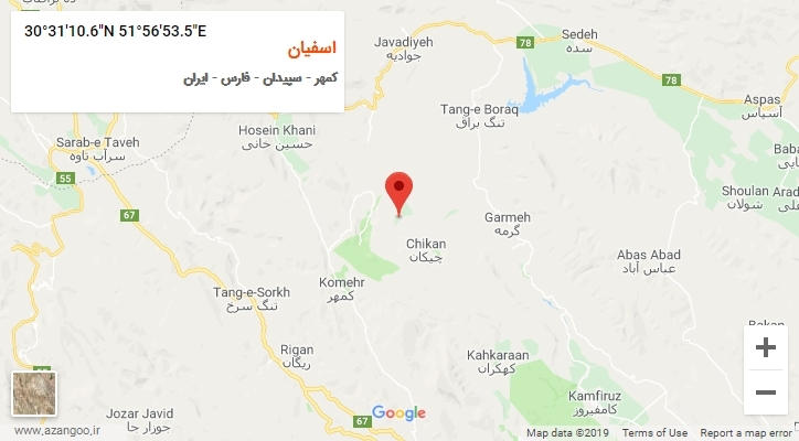 روستای اسفیان بر روی نقشه