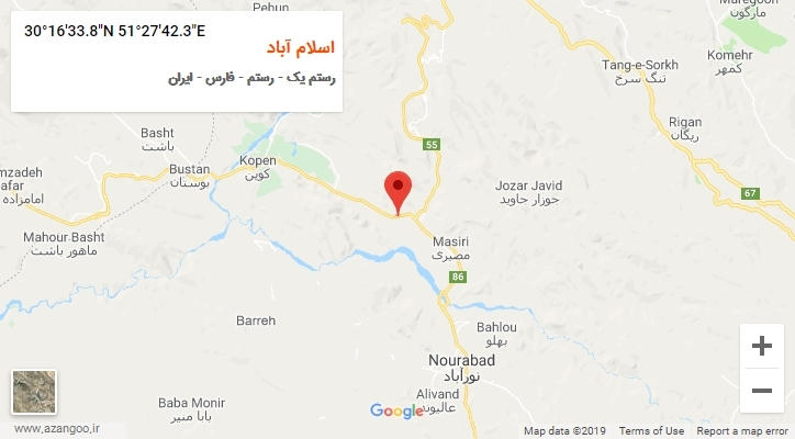 روستای اسلام آباد بر روی نقشه