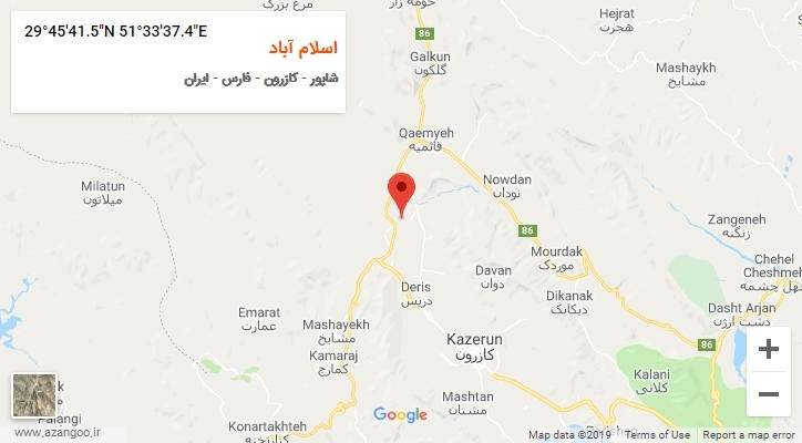 روستای اسلام آباد بر روی نقشه
