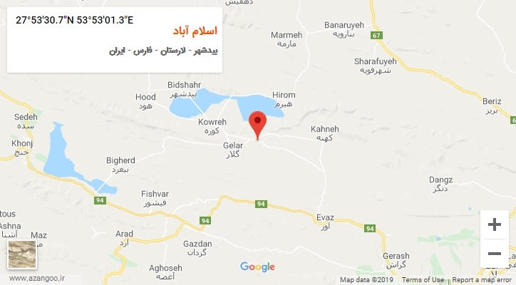 روستای اسلام آباد بر روی نقشه