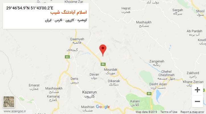 روستای اسلام آبادتنگ شیب بر روی نقشه