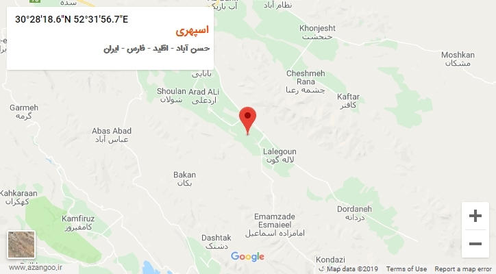 روستای اسپهری بر روی نقشه
