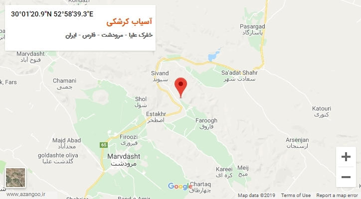 روستای آسیاب کرشکی بر روی نقشه