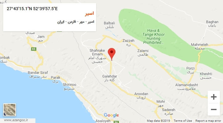روستای اسیر بر روی نقشه