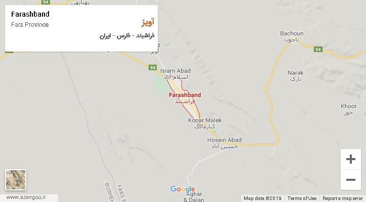 دهستان آویز بر روی نقشه