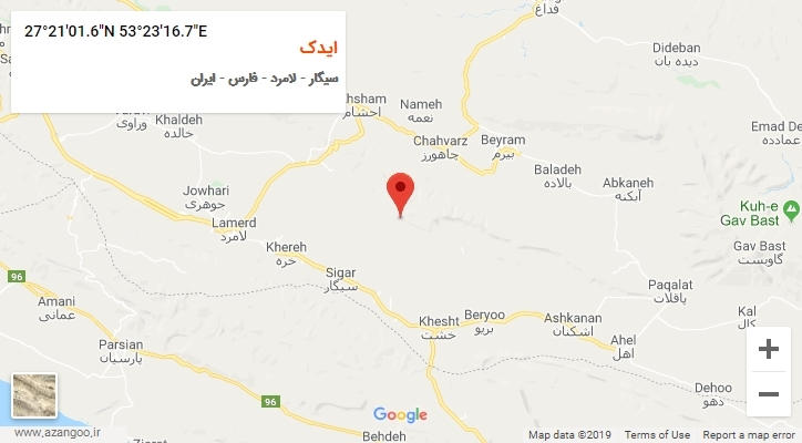 روستای ایدک بر روی نقشه