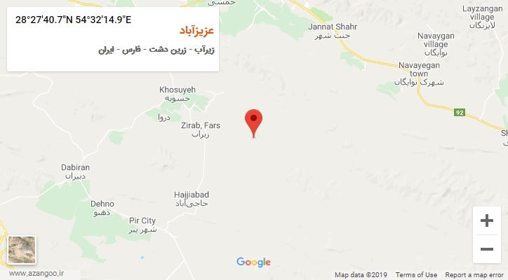 روستای عزیزآباد بر روی نقشه