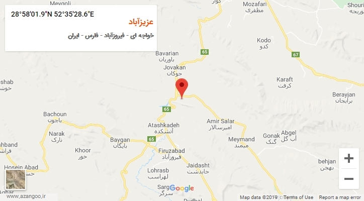 روستای عزیزآباد بر روی نقشه