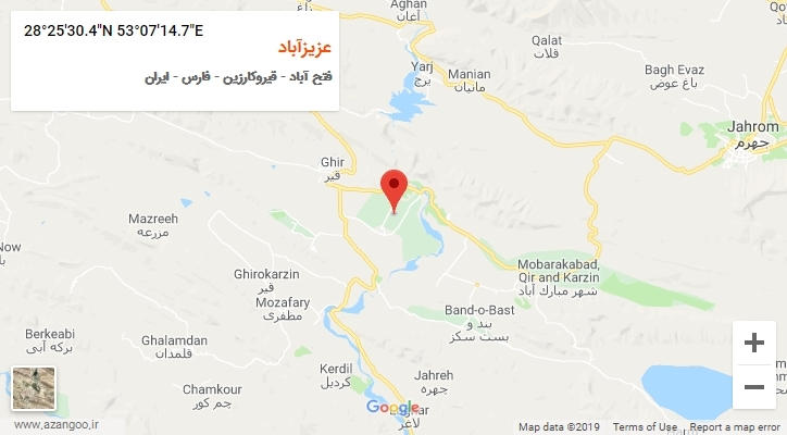 روستای عزیزآباد بر روی نقشه