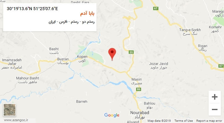 روستای بابا آدم بر روی نقشه