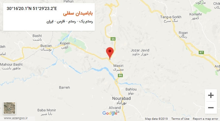 روستای بابامیدان سفلی بر روی نقشه