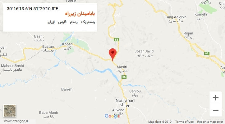 روستای بابامیدان زیرراه بر روی نقشه