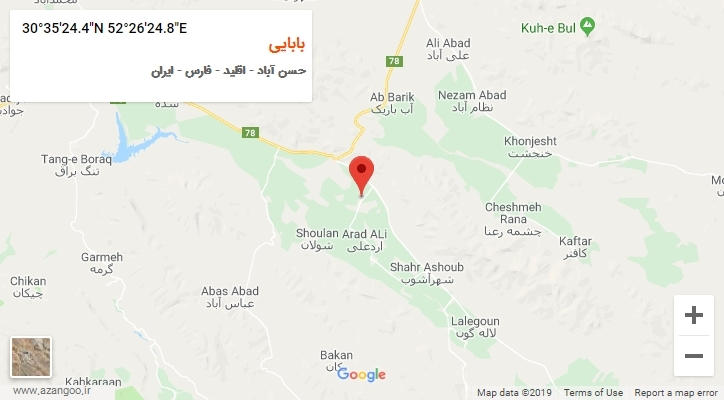 روستای بابایی بر روی نقشه