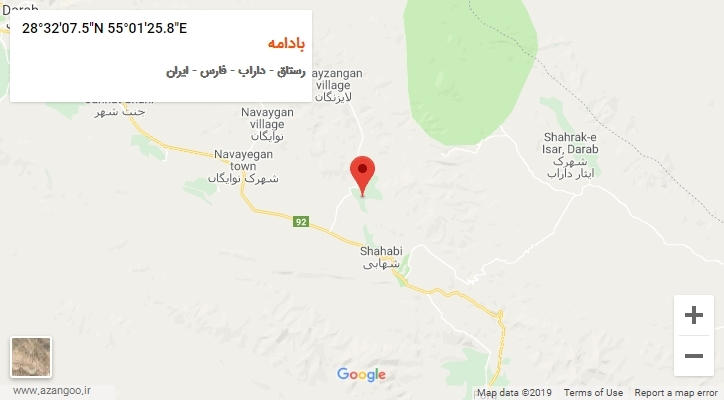 روستای بادامه بر روی نقشه
