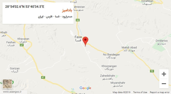 روستای بادامیز بر روی نقشه