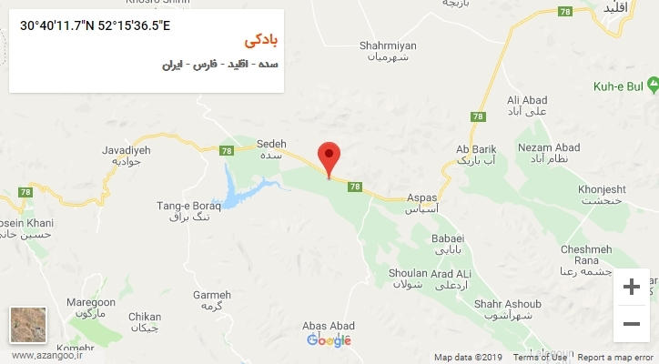 روستای بادکی بر روی نقشه