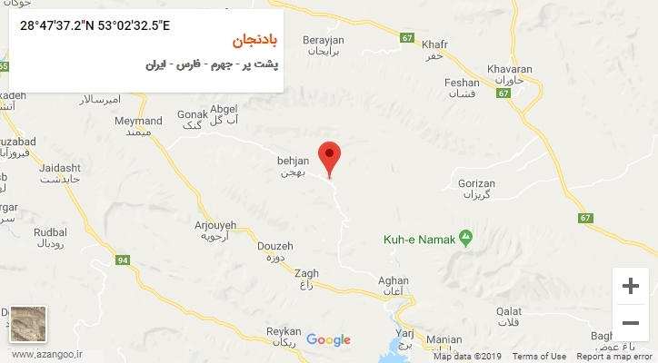 روستای بادنجان بر روی نقشه