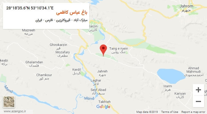 روستای باغ عباس کاظمی بر روی نقشه