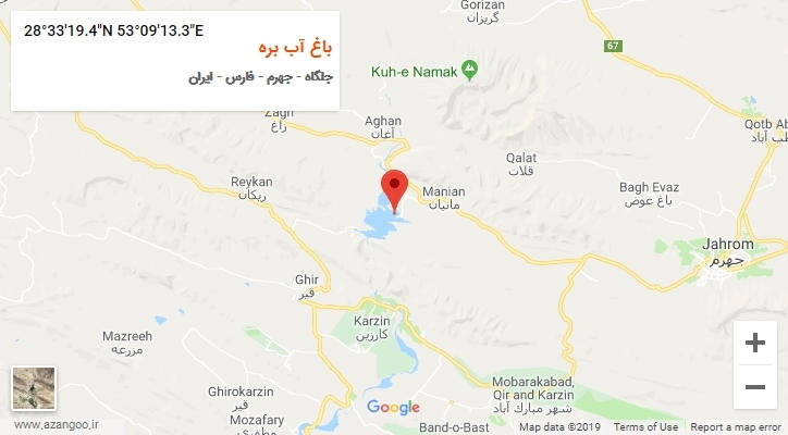 روستای باغ آب بره بر روی نقشه