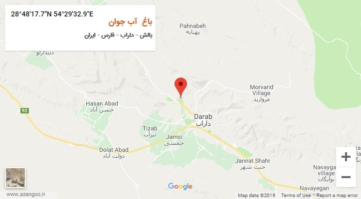 روستای باغ آب جوان بر روی نقشه