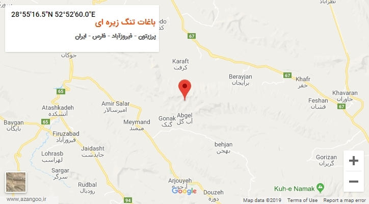 روستای باغات تنگ زیره ای بر روی نقشه