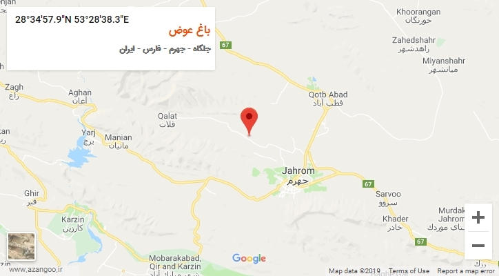 روستای باغ عوض بر روی نقشه