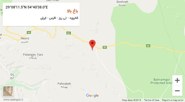 روستای باغ بالا بر روی نقشه