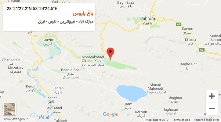 روستای باغ باروس بر روی نقشه