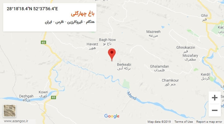 روستای باغ چهارگلی بر روی نقشه