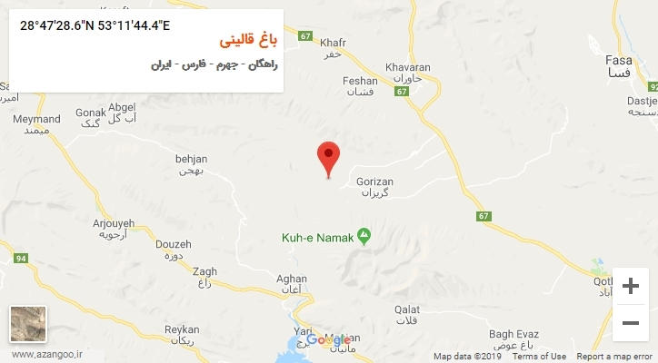 روستای باغ قالینی بر روی نقشه