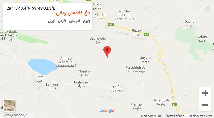 روستای باغ غلامعلی زمانی بر روی نقشه